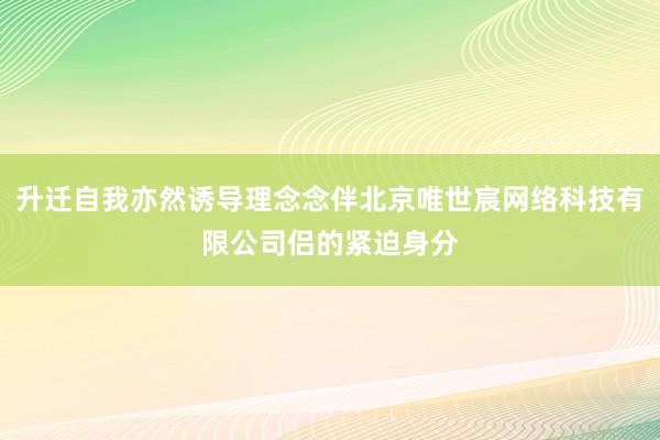 升迁自我亦然诱导理念念伴北京唯世宸网络科技有限公司侣的紧迫身分